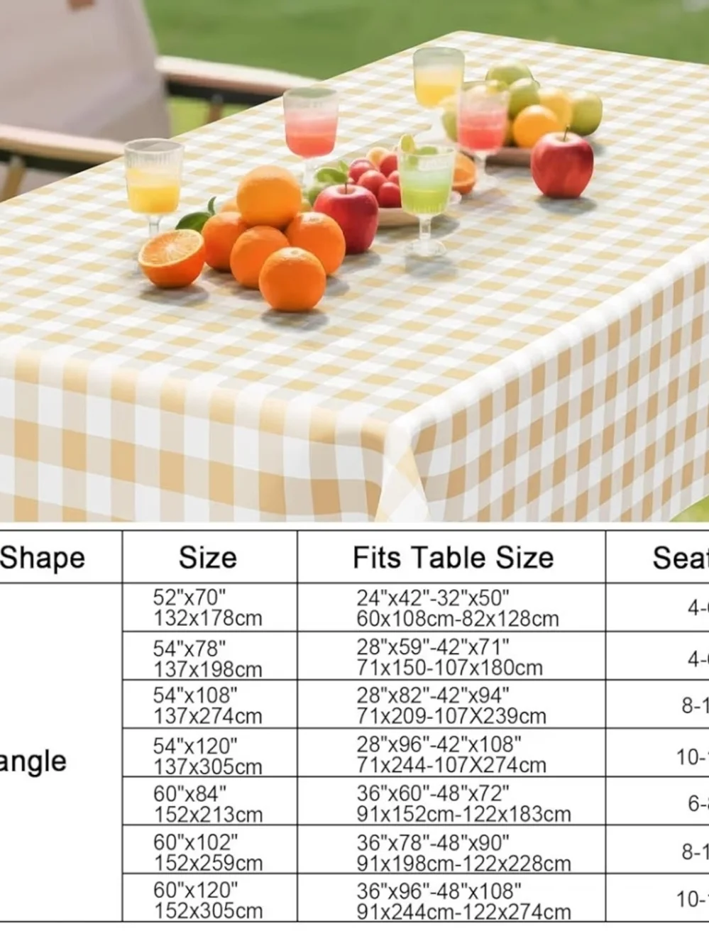 Neutral Buffalo Check Tablecloth Rectanglar in Beige & White - 52 X 70 - Picture 6 of 6